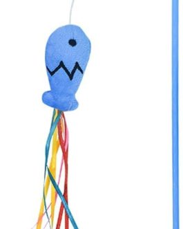 Blue Cat Teaser Wand with Colorful Balls