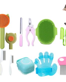 Pet Grooming Kit with Self-Cleaning Brush
