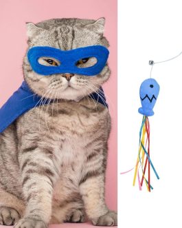 Blue Cat Teaser Wand with Colorful Balls