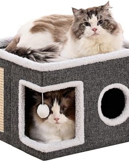 Large Cat Cave Bed with Scratching Pad